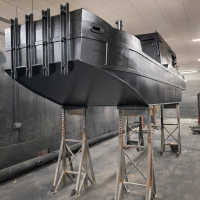 New boat hull in workshop setting | Aqueduct Marina Church Minshull